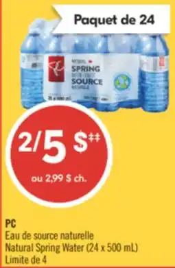 Pharmaprix PC Natural Spring Water (24 x 500 mL) offer