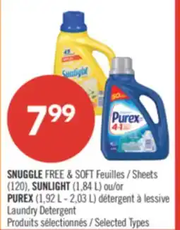 Pharmaprix SNUGGLE FREE & SOFT Sheets (120), SUNLIGHT (1.84 L), or PUREX (1.92 L-2.03 L) Laundry detergent offer