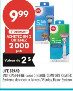 Pharmaprix LIFE BRAND MOTIONSPHERE or 5 BLADE COMFORT COATED Blades Razor System offer