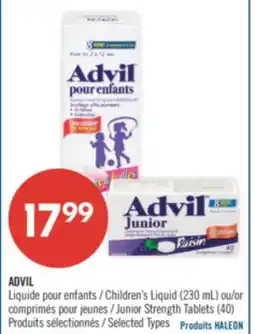 Pharmaprix ADVIL Children's Liquid (230 mL) or Junior Strength Tablets (40) offer