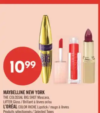 Pharmaprix MAYBELLINE NEW YORK THE COLOSSAL BIG SHOT Mascara LIFTER Gloss or L'ORÉAL COLOR RICHE Lipstick offer