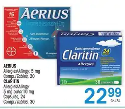 Uniprix AERIUS Allergies/Allergy, 5 mg, CLARITIN Allergies/Allergy 5 mg ou/or 10 mg Capsules offer