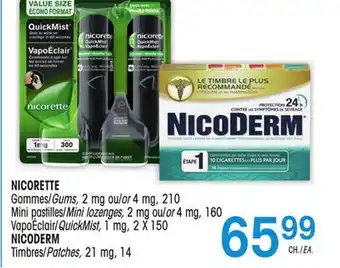 Uniprix NICORETTE Gommes/Gums, Mini pastilles/Mini lozenges, VapoÉclair/QuickMist, NICODERM Timbres/Patches offer