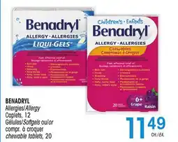 Uniprix BENADRYL Allergies/Allergy, Gélules/Softgels, compr. à croquer/ chewable tablets offer