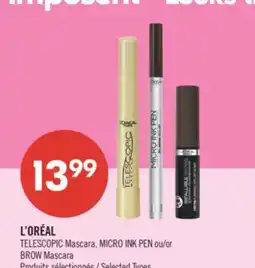 Pharmaprix L'ORÉAL TELESCOPIC Mascara, MICRO INK PEN or BROW Mascara offer