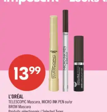 Pharmaprix L'ORÉAL TELESCOPIC Mascara, MICRO INK PEN or BROW Mascara offer