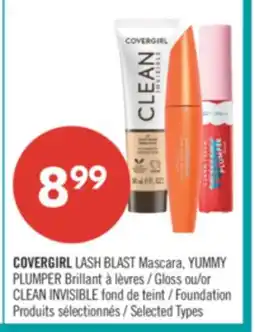 Pharmaprix COVERGIRL LASH BLAST Mascara, YUMMY Gloss or CLEAN INVISIBLE Foundation offer