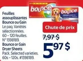 Walmart Bounce or gain dryer sheets offer