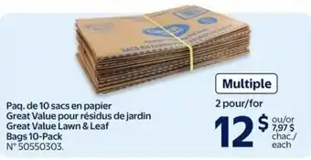 Walmart Great value lawn & leaf bags offer