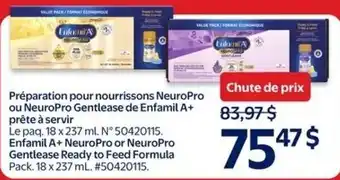 Walmart Enfamil A+ neuropro or neuropro gentlease ready to feed formula offer