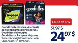 Walmart Goodnites or pampers ninjamas superpack nighttime underwear offer