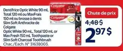 Walmart Colgate Optic White, Total or Max Fresh Toothpaste or Slim Soft Charcoal Toothbrush offer