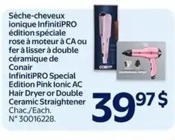 Walmart Conair infinitipro special edition pink lonic ac hair dryer or double ceramic straightener offer