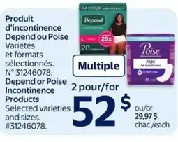 Walmart Depend or poise incontinence products offer