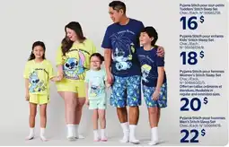 Walmart Pyjama stitch pour enfants kids' stitch sleep set offer