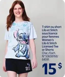 Walmart Women's lilo & stitch licensed tee or shorts offer