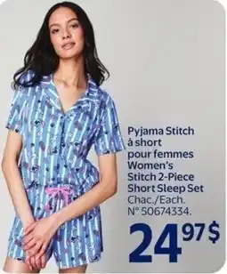 Walmart Women's stitch 2-piece short sleep set offer