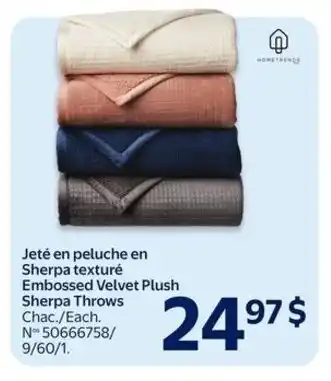 Walmart Embossed velvet plush sherpa throws offer