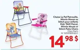 Walmart Kids' paw patrol, minnie mouse or stitch patio chairs offer