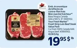 Walmart Your fresh market fresh strip loin beef steak value pack offer