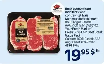Walmart Your fresh market fresh strip loin beef steak value pack offer