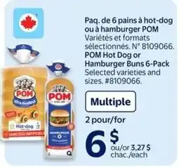 Walmart POM Hot dog or Hamburger buns offer