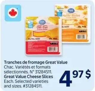 Walmart Great value cheese slices offer
