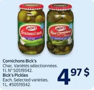 Walmart Cornichons Bick's offer