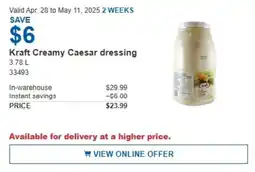 Costco Kraft Creamy Caesar dressing offer