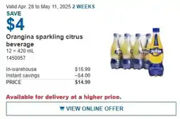 Costco Orangina sparkling citrus beverage offer