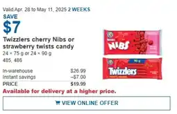 Costco Twizzlers cherry nibs or strawberry twists candy offer