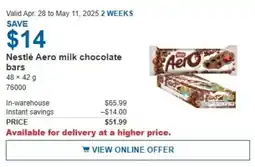 Costco Nestlé Aero milk chocolate bars offer