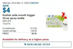 Costco Kodiak wide mouth trigger spray bottle offer