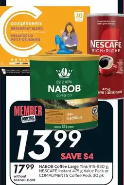Sobeys Nabob coffee large tins offer