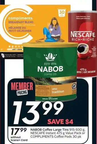Sobeys Nabob coffee large tins offer