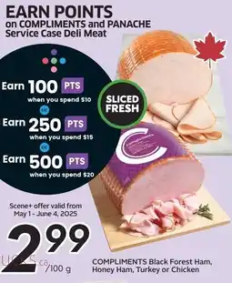 Sobeys Compliments black forest ham, honey ham, turkey or chicken offer