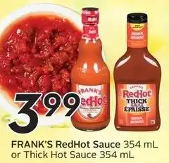 Sobeys Frank's redhot sauce or thick hot sauce offer