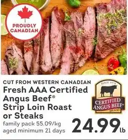IGA Fresh aaa certified angus beef strip loin roast or steaks offer