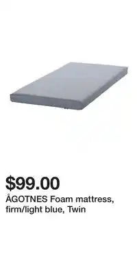 IKEA ÅGOTNES Foam mattress, firm/light blue, Twin offer