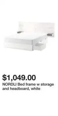 IKEA NORDLI Bed frame w storage and headboard, white offer