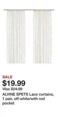 IKEA ALVINE SPETS Lace curtains, 1 pair, off-white/with rod pocket offer