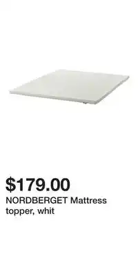IKEA NORDBERGET Mattress topper, whit offer