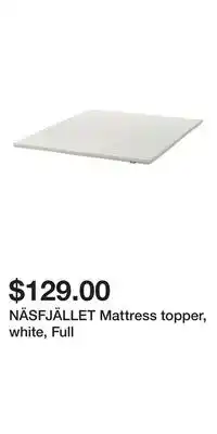 IKEA NÄSFJÄLLET Mattress topper, white, Full offer