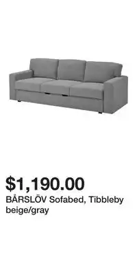 IKEA BÅRSLÖV Sofabed, Tibbleby beige/gray offer
