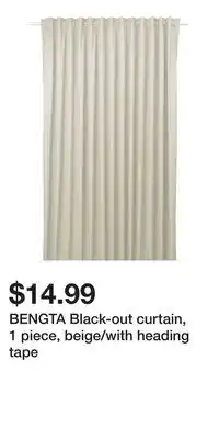 IKEA BENGTA Black-out curtain, 1 piece, beige/with heading tape offer