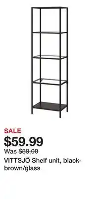 IKEA VITTSJÖ Shelf unit, black-brown/glass offer