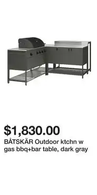 IKEA BÅTSKÄR Outdoor ktchn w gas bbq+bar table, dark gray offer