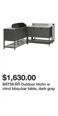 IKEA BÅTSKÄR Outdoor ktchn w chrcl bbq+bar table, dark gray offer