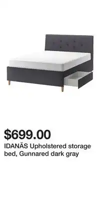 IKEA IDANÄS Upholstered storage bed, Gunnared dark gray offer