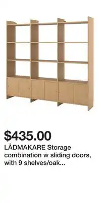 IKEA LÅDMAKARE Storage combination w sliding doors, with 9 shelves/oak effect offer